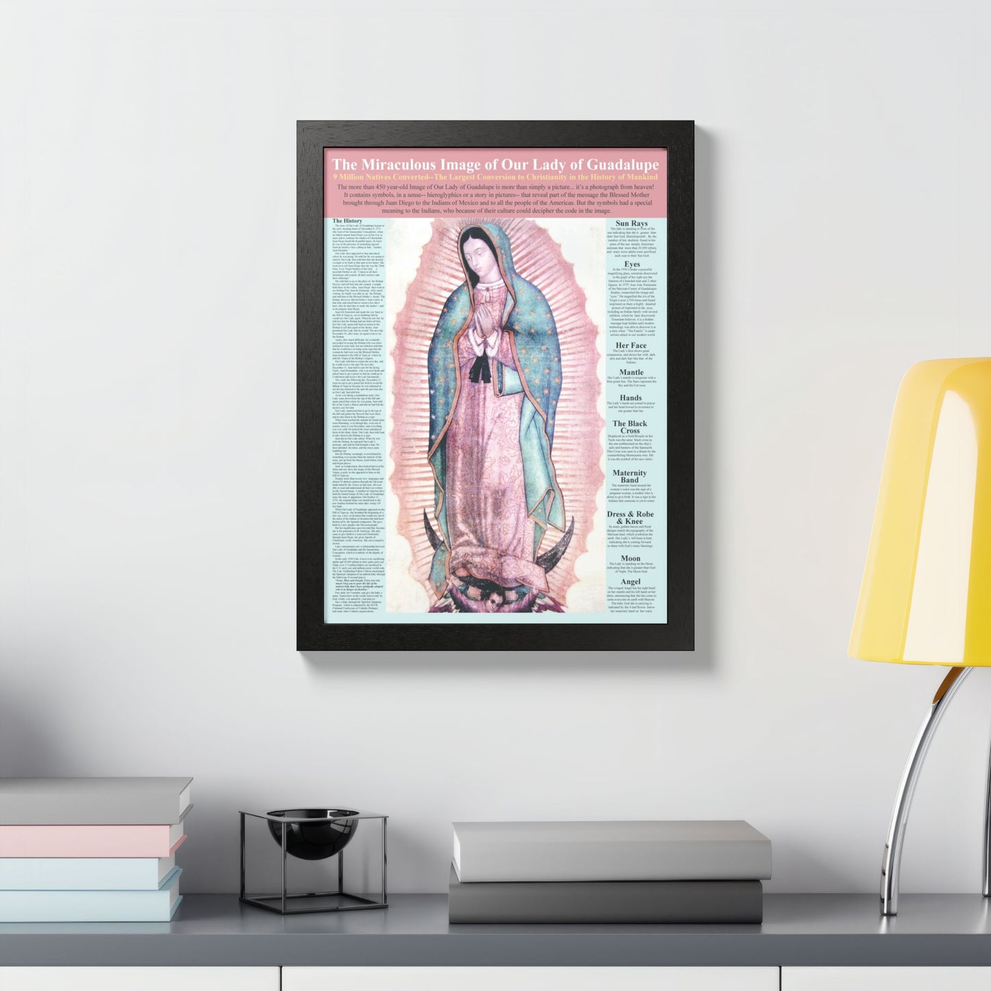 The Miraculous Our Lady of Guadalupe Catholic Poster -Framed