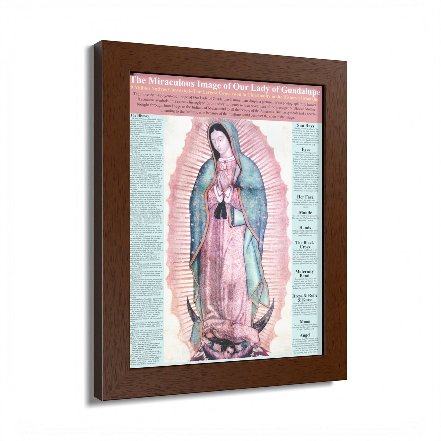 The Miraculous Our Lady of Guadalupe Catholic Poster -Framed