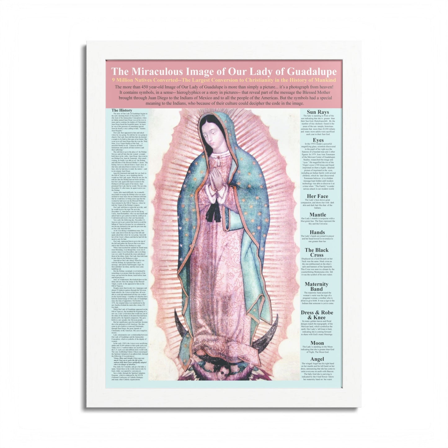 The Miraculous Our Lady of Guadalupe Catholic Poster -Framed