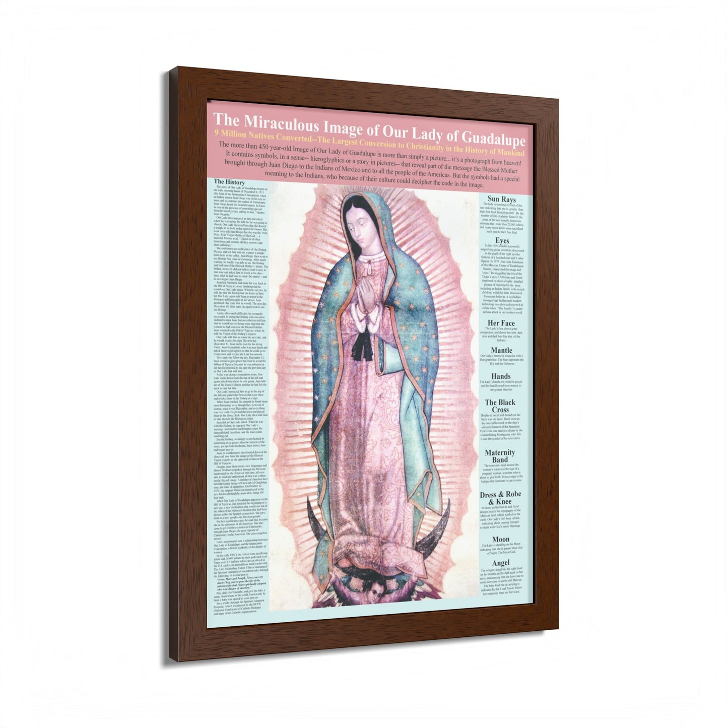The Miraculous Our Lady of Guadalupe Catholic Poster -Framed