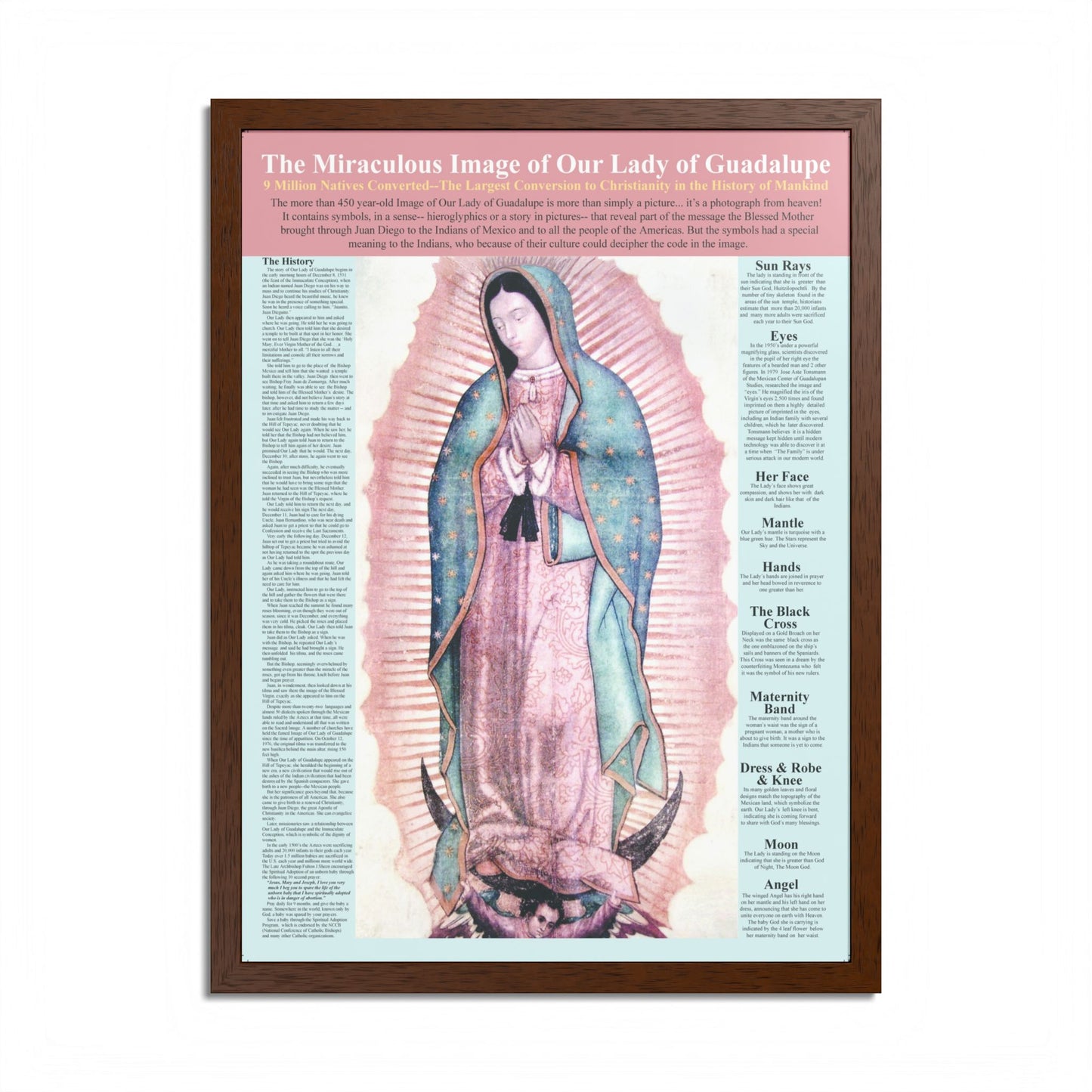 The Miraculous Our Lady of Guadalupe Catholic Poster -Framed