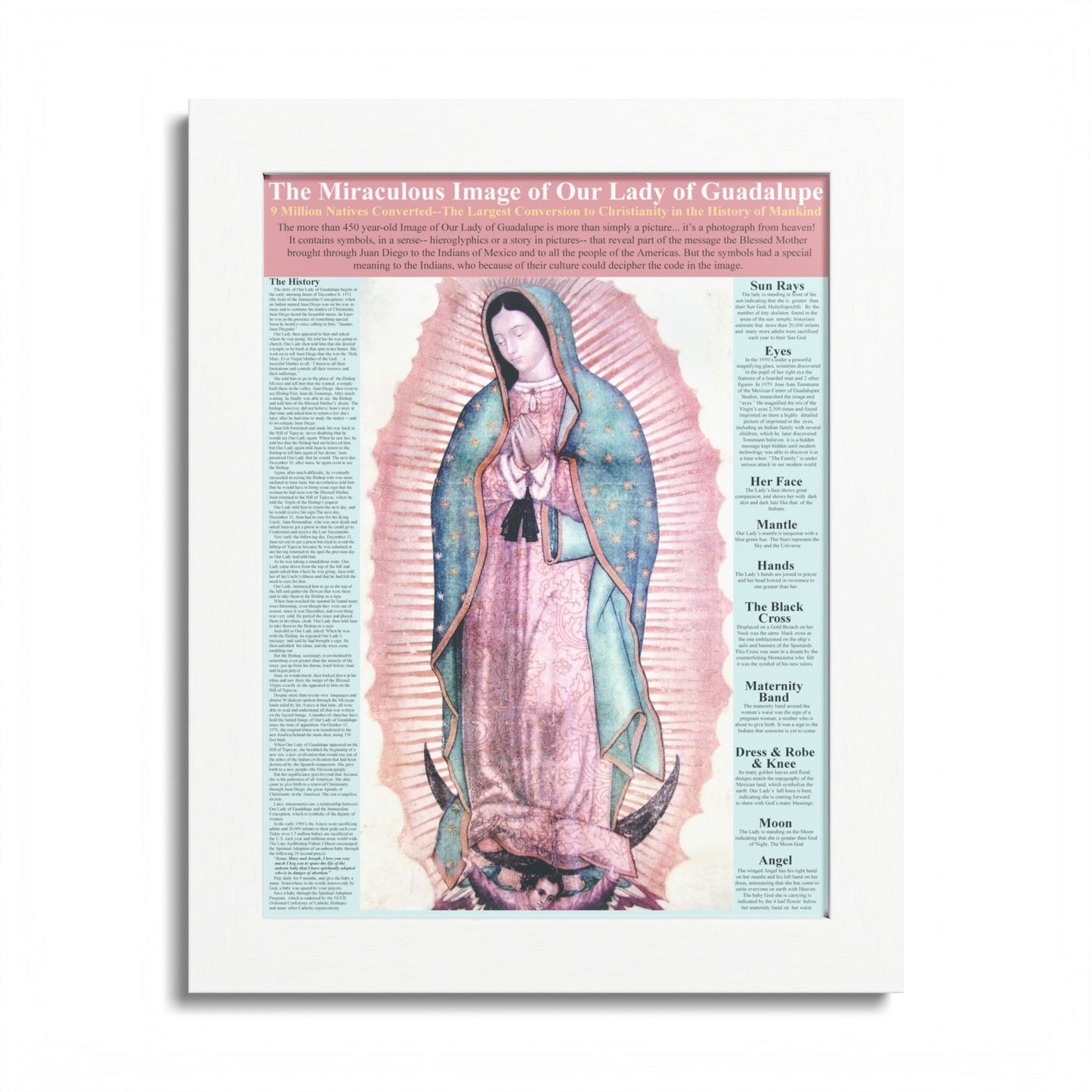 The Miraculous Our Lady of Guadalupe Catholic Poster -Framed
