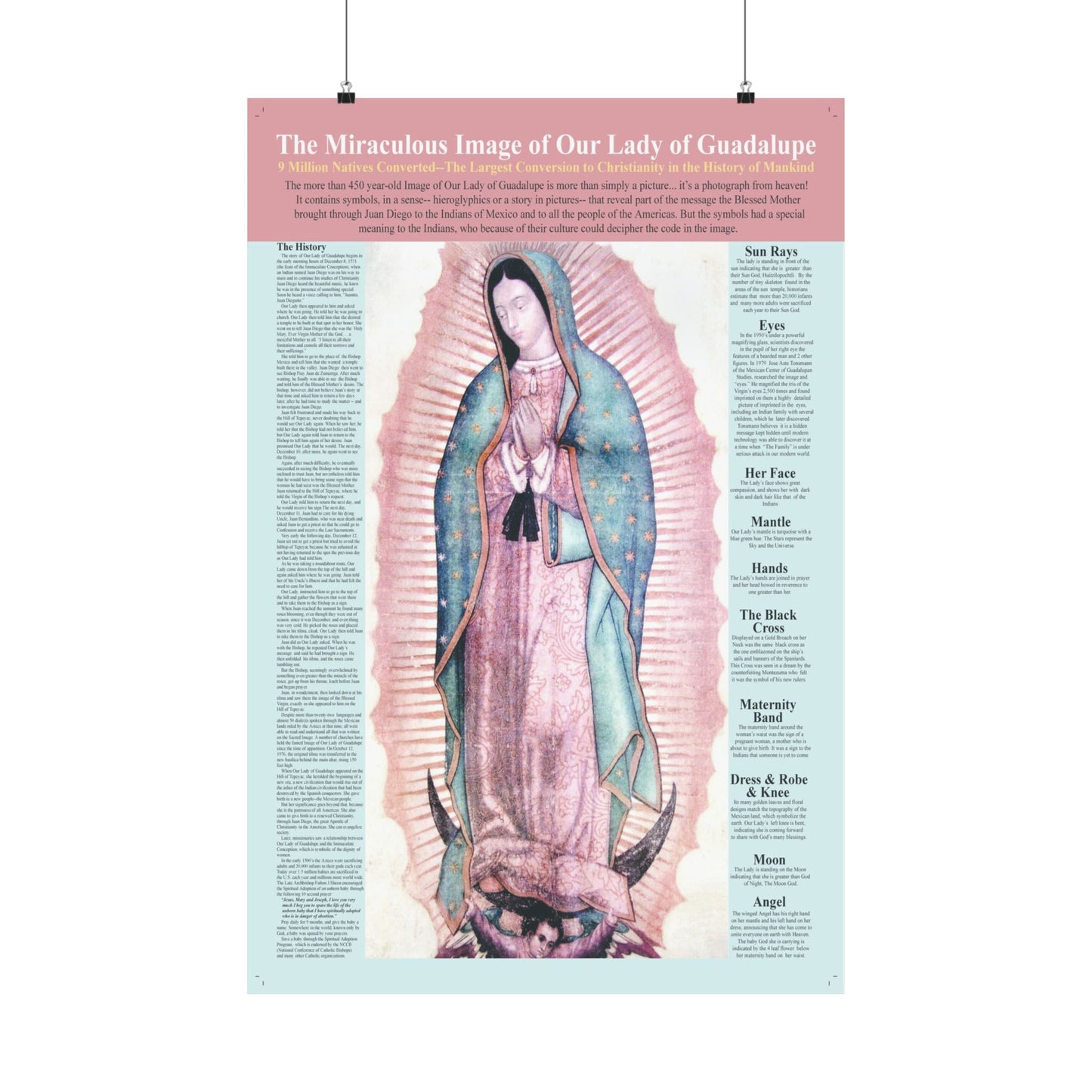 The Miraculous Our Lady of Guadalupe Catholic Poster