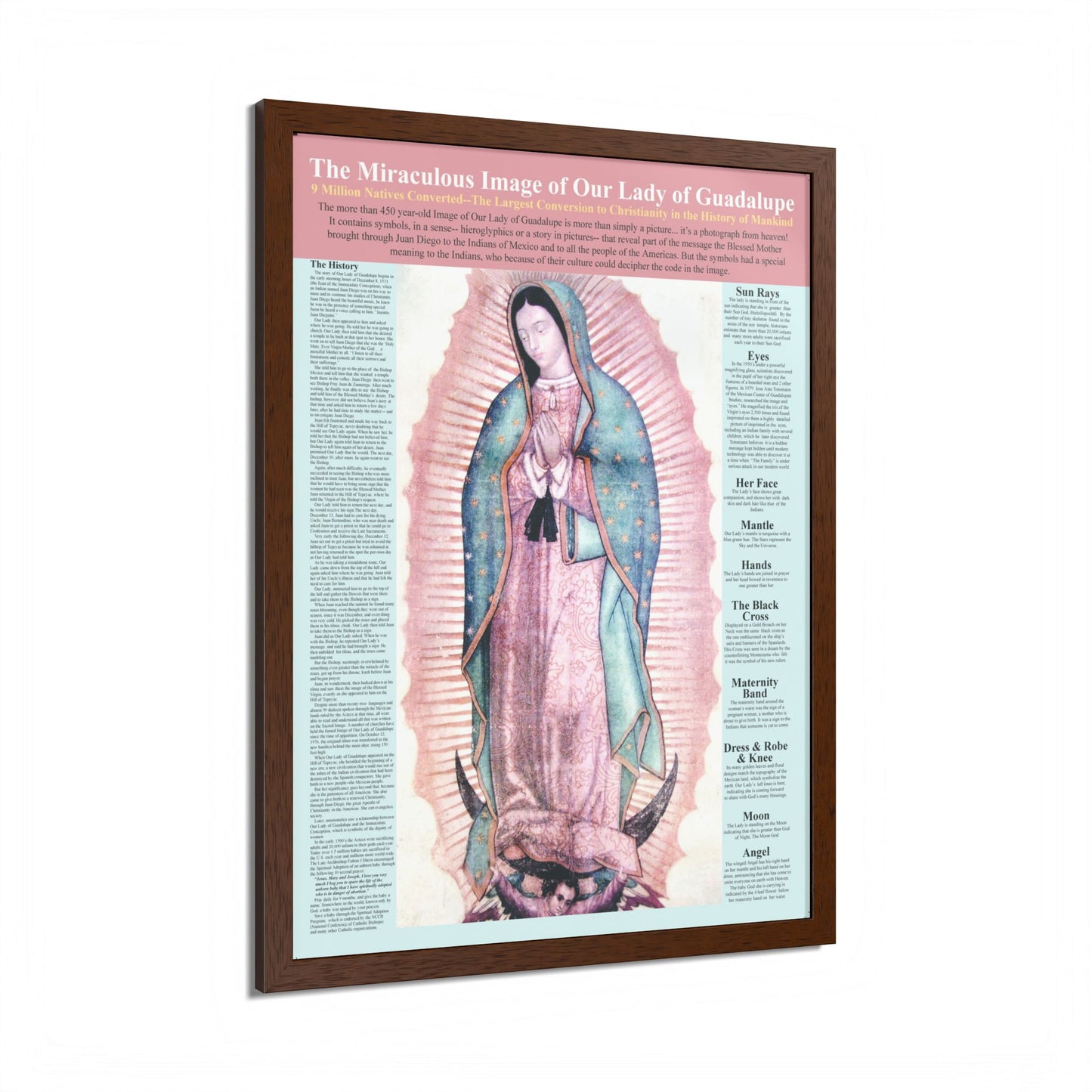 The Miraculous Our Lady of Guadalupe Catholic Poster -Framed
