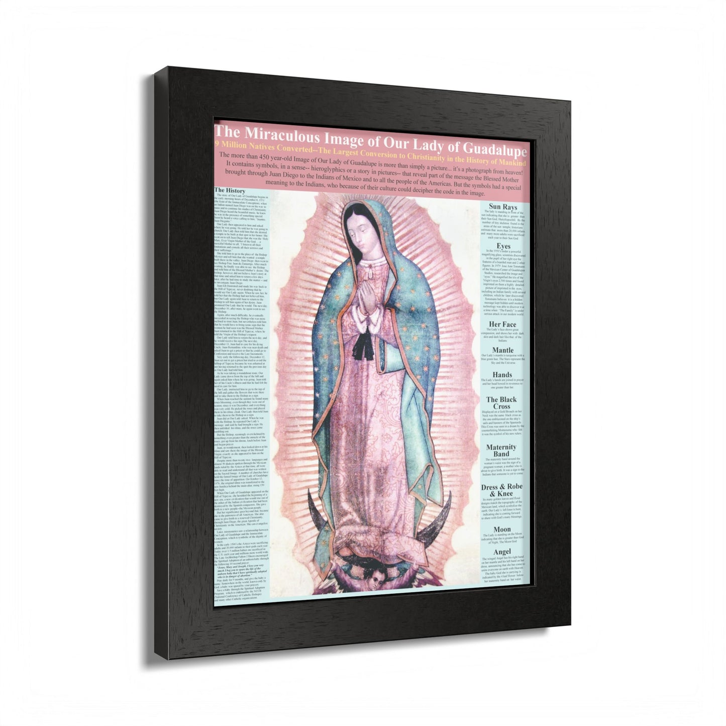 The Miraculous Our Lady of Guadalupe Catholic Poster -Framed