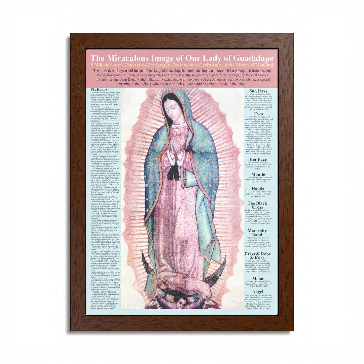 The Miraculous Our Lady of Guadalupe Catholic Poster -Framed